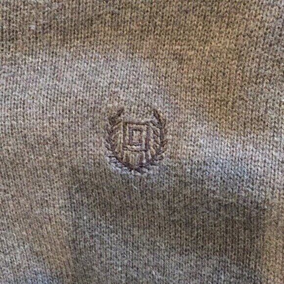 Chaps Mens V-Neck Gray Pullover V Neck Sweater Red Plaid Elbow Patches Large - Picture 5 of 5